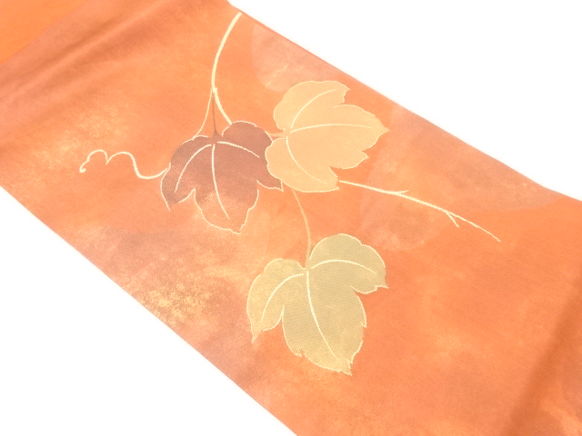 JAPANESE NAGOYA OBI / WOVEN  IVY LEAVES